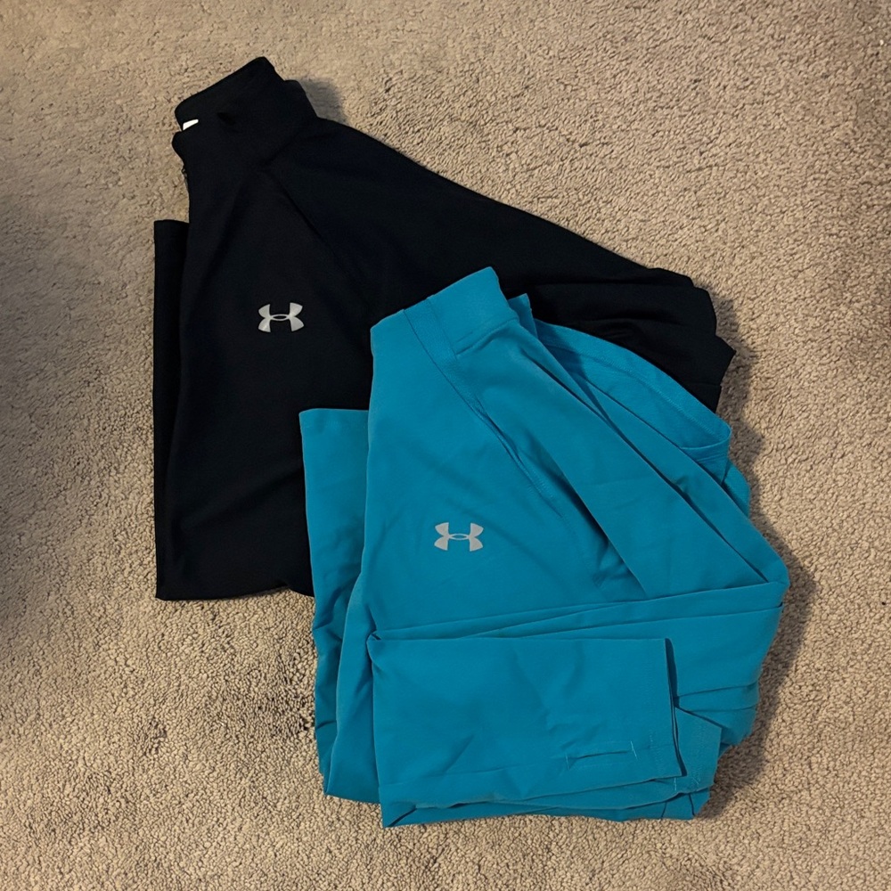 Under Armour Black and Teal 1/4 zip Long Sleeve